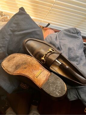 Gucci Dark Brown Leather Horsebit Slip-On Loafers
